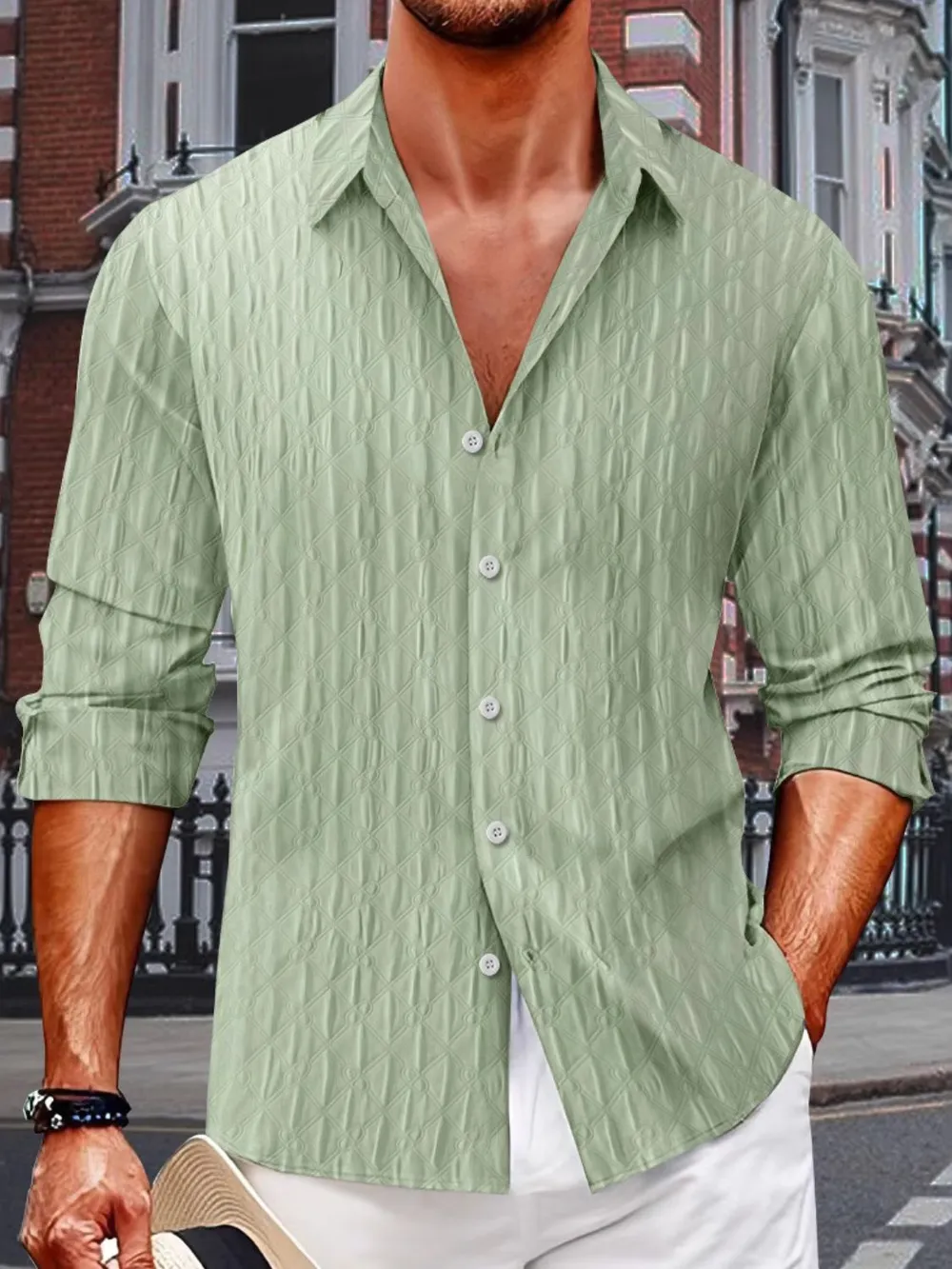 Men's Full Size Button Up Long Sleeve Shirt Plus Size, image 6
