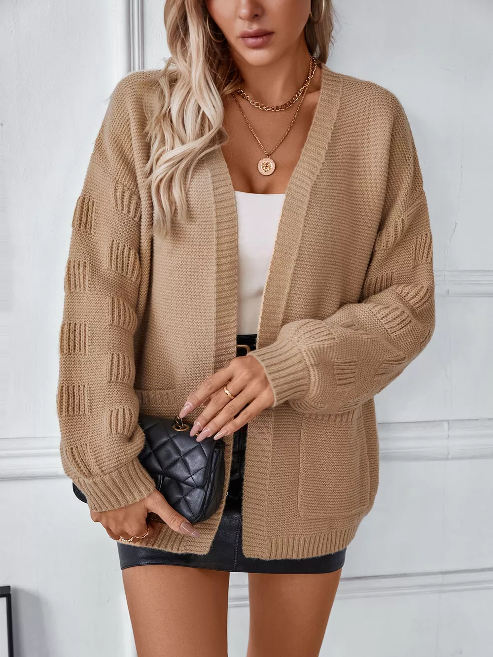 Textured Knit Open Front Cardigan, image 12