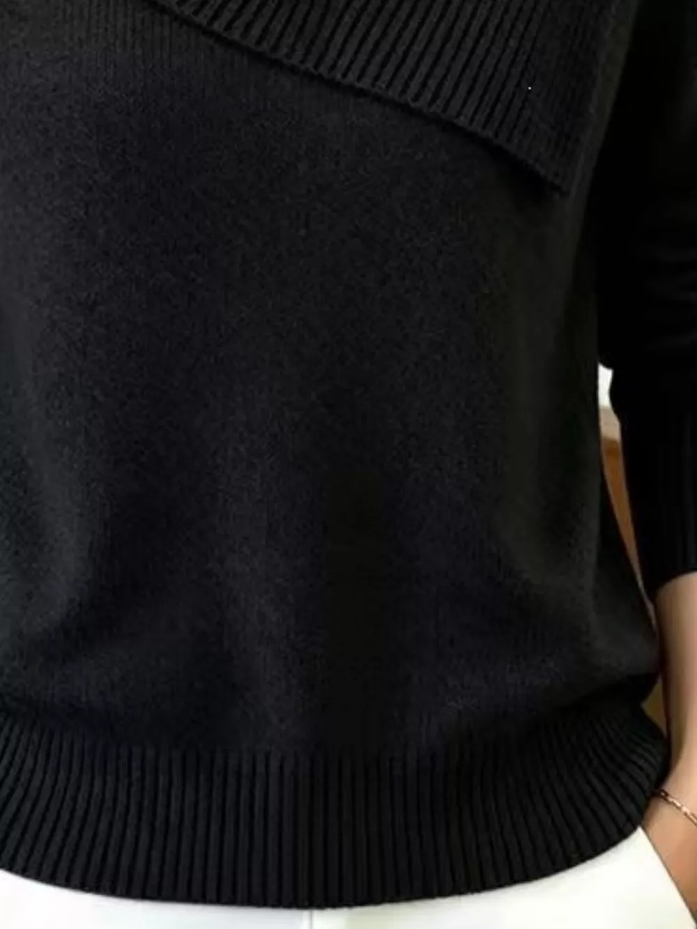 Full Size Asymmetric Ribbed Collar Sweater Plus Size, image 6