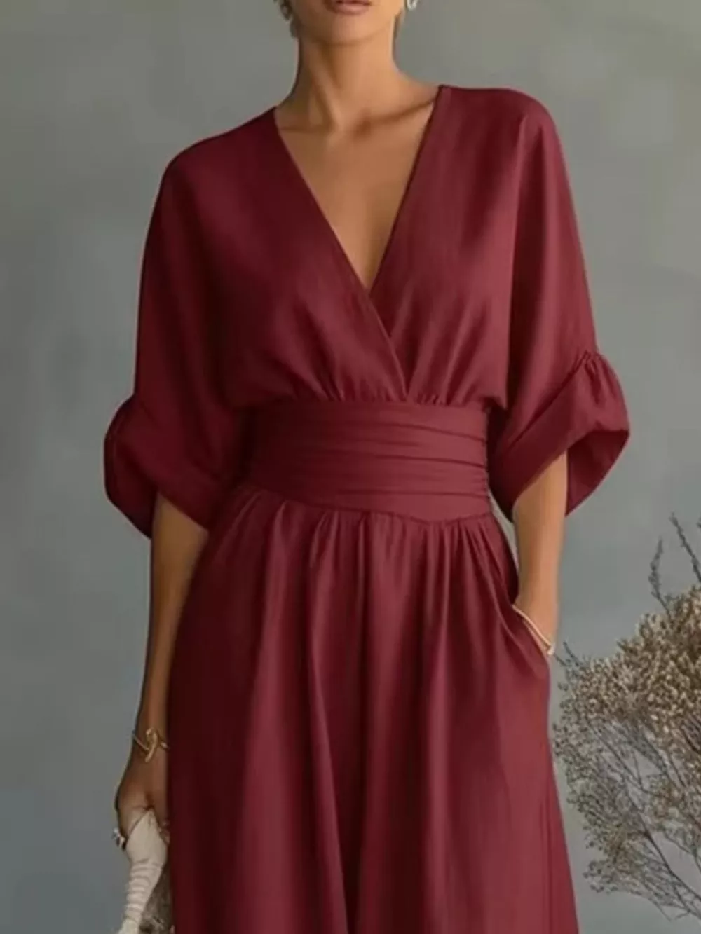 Full Size Half Sleeve Wide Leg Jumpsuit Plus Size, image 7