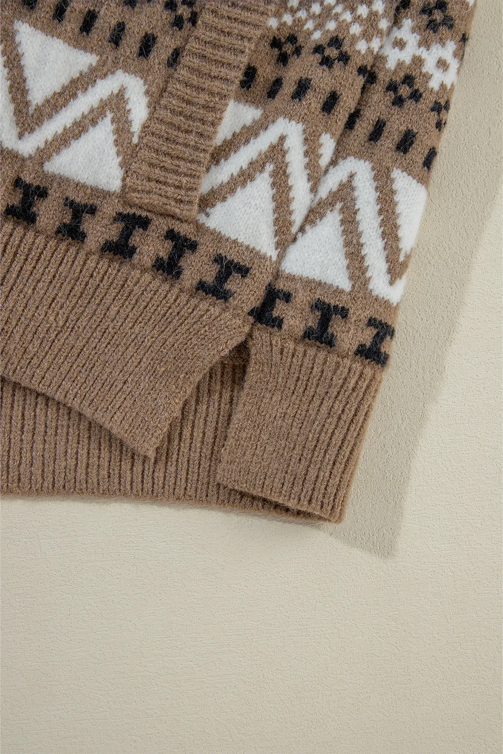 Zip Up Long Sleeve Geometric Cardigan, image 5