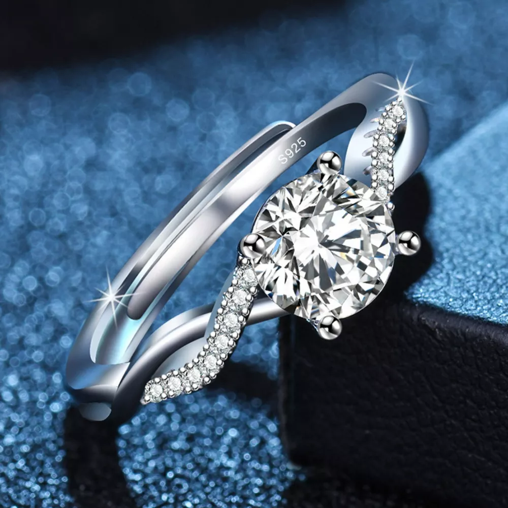 1 Carat Moissanite 925 Sterling Silver Ring, image 2