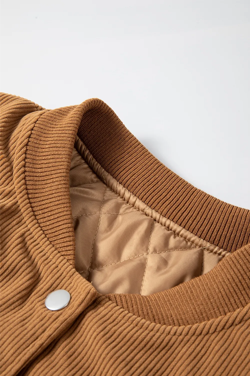 Contrast Baseball Collar Snap Down Long Sleeve Jacket, image 19