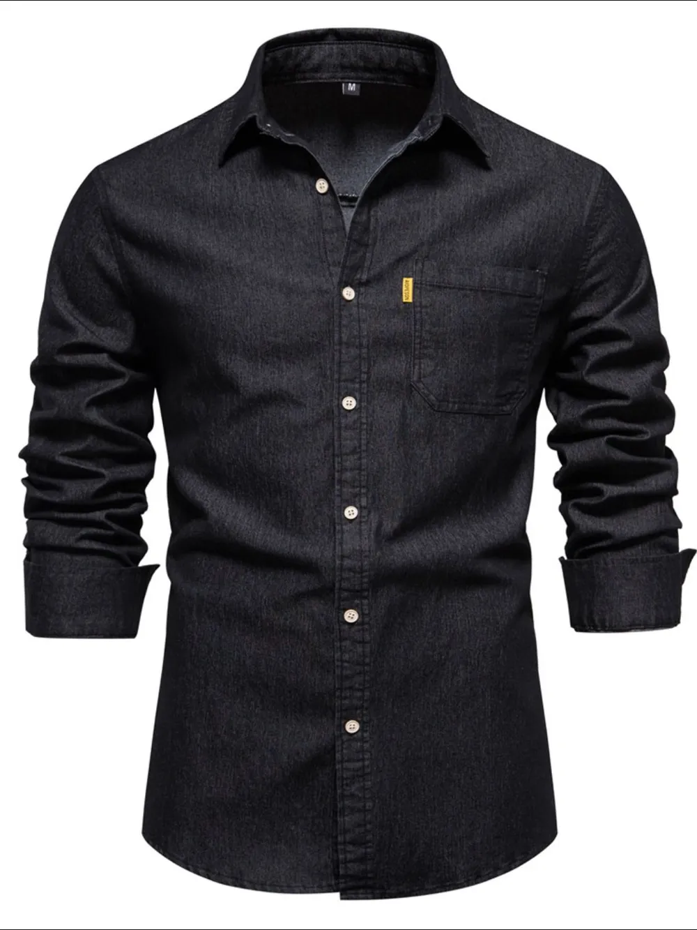 Men's Button-Down Denim Shirt with Chest Pocket