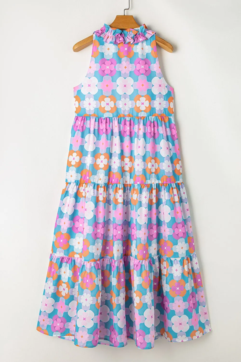 Floral Print Sleeveless Tiered Midi Dress, image 4