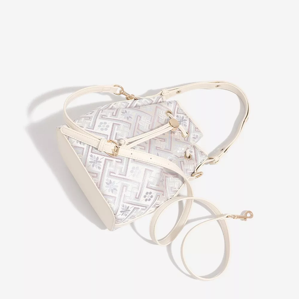 Geometric Pattern Drawstring Crossbody Bucket Bag, image 3