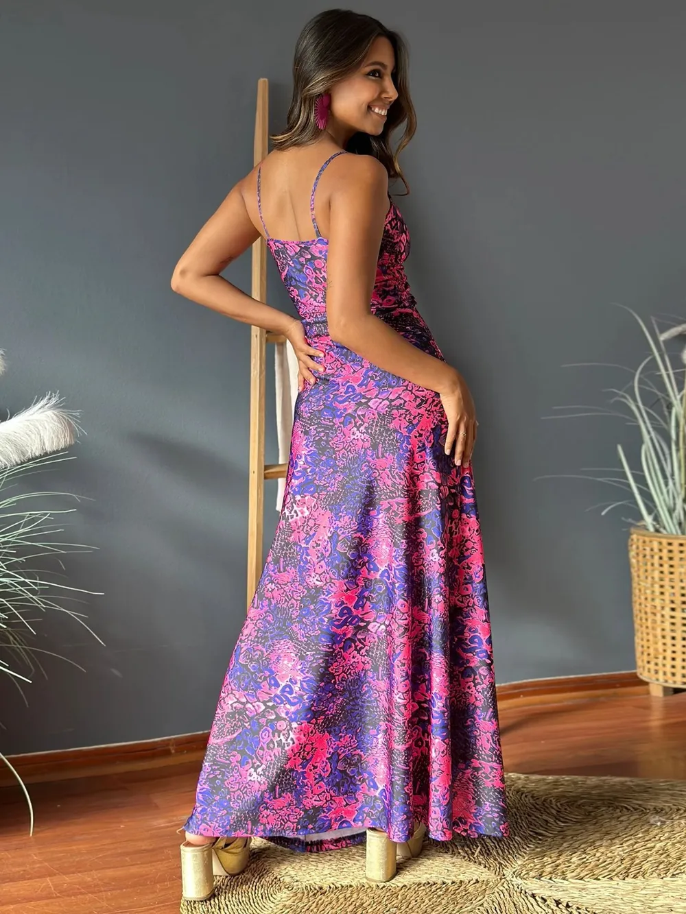 Twisted Printed V-Neck Cami Dress, image 29