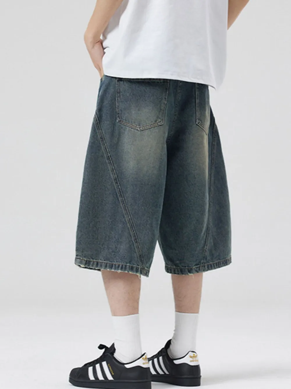 Men's Vintage Washed Denim Bermuda Shorts, image 3