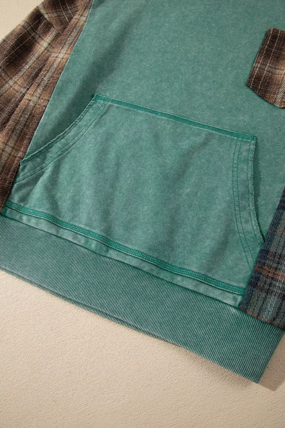 Plaid Kangaroo Pocket Hoodie, image 10