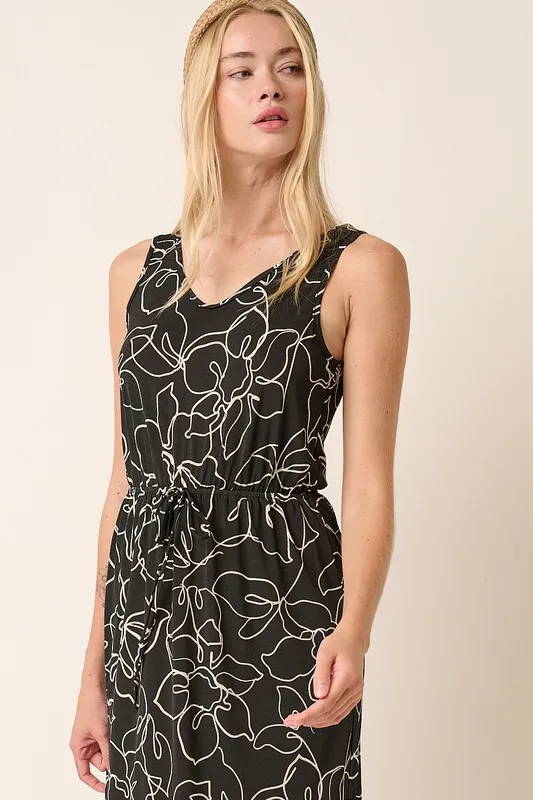 Side Slit Flower Print V-Neck Sleeveless Dress, image 6