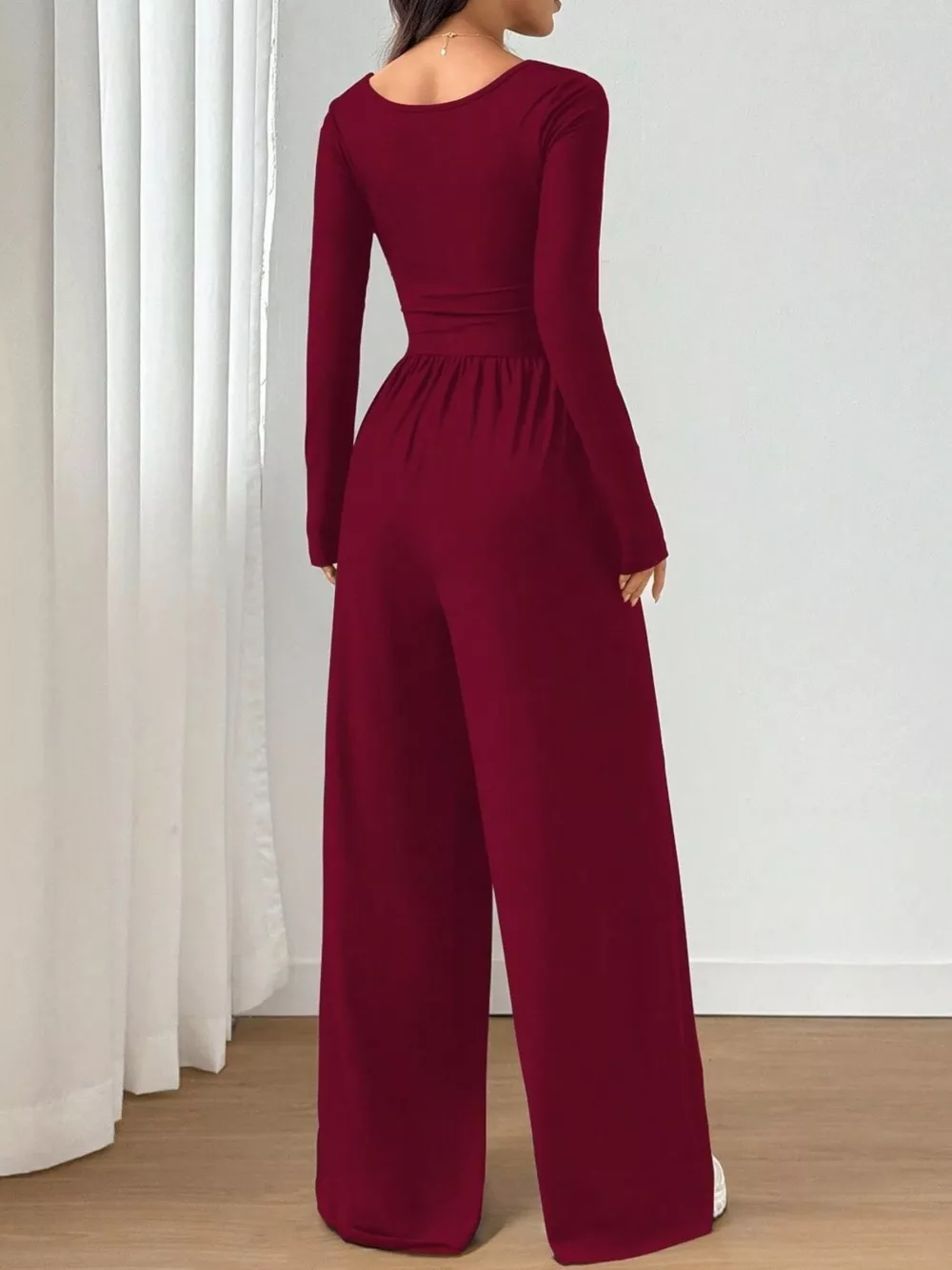 Ruched Square Neck Wide-Leg Jumpsuit, image 18