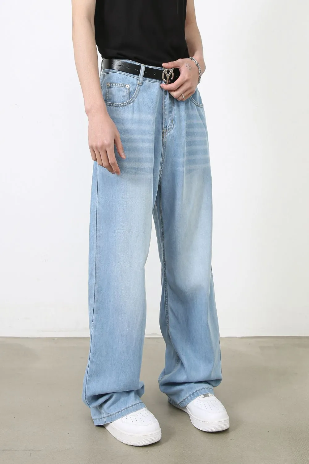 Men's Wide Leg Jeans with Pockets, image 3