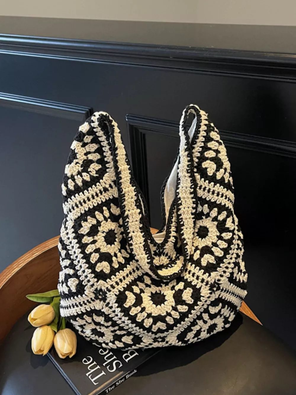 Crochet Hobo Shoulder Bag, image 3
