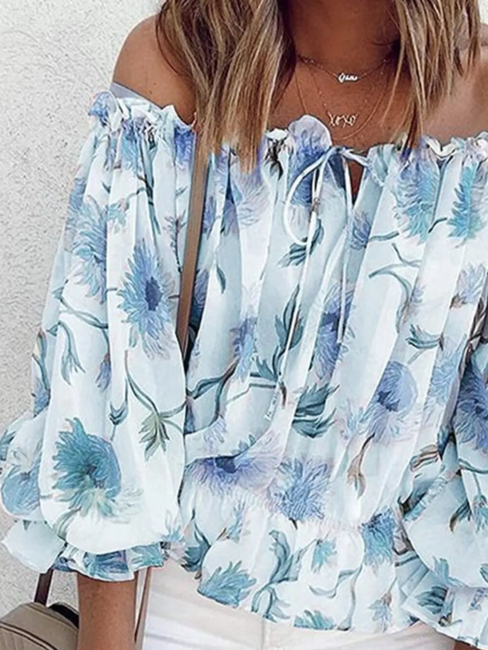 Off-Shoulder Floral Print Blouse, image 5