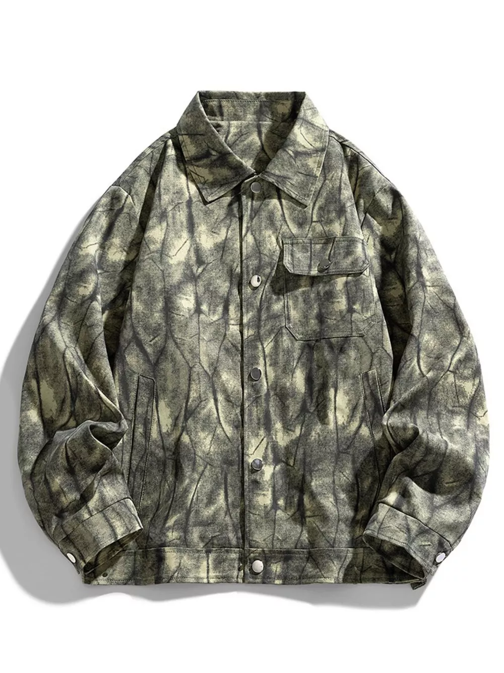 Men's Plus Size Abstract Print Long Sleeve Casual Jacket, image 5