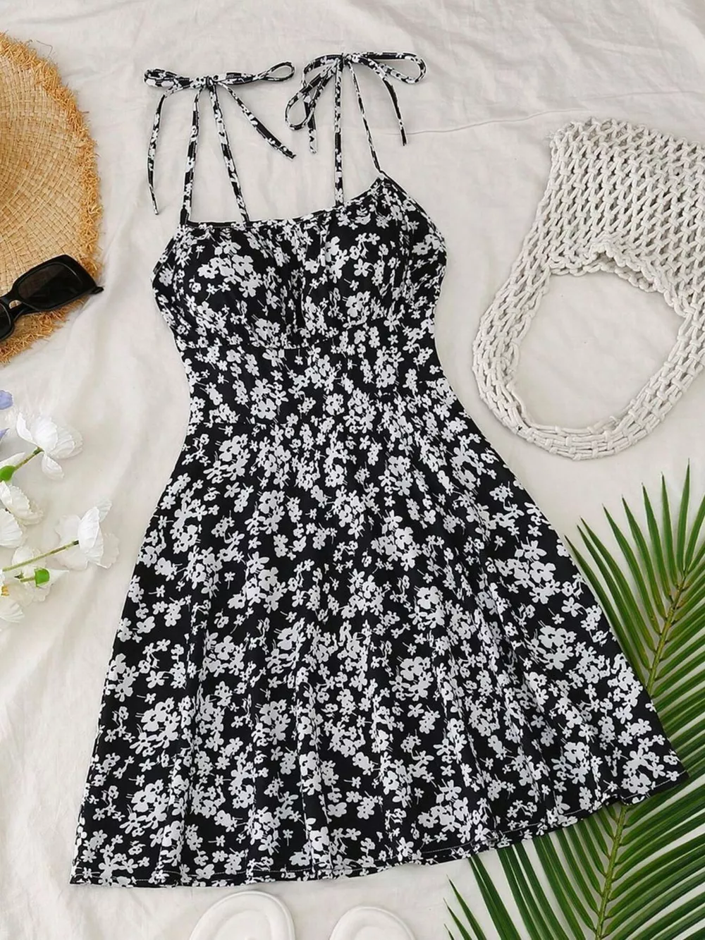 Floral Print Tie Strap Mini Dress, image 21