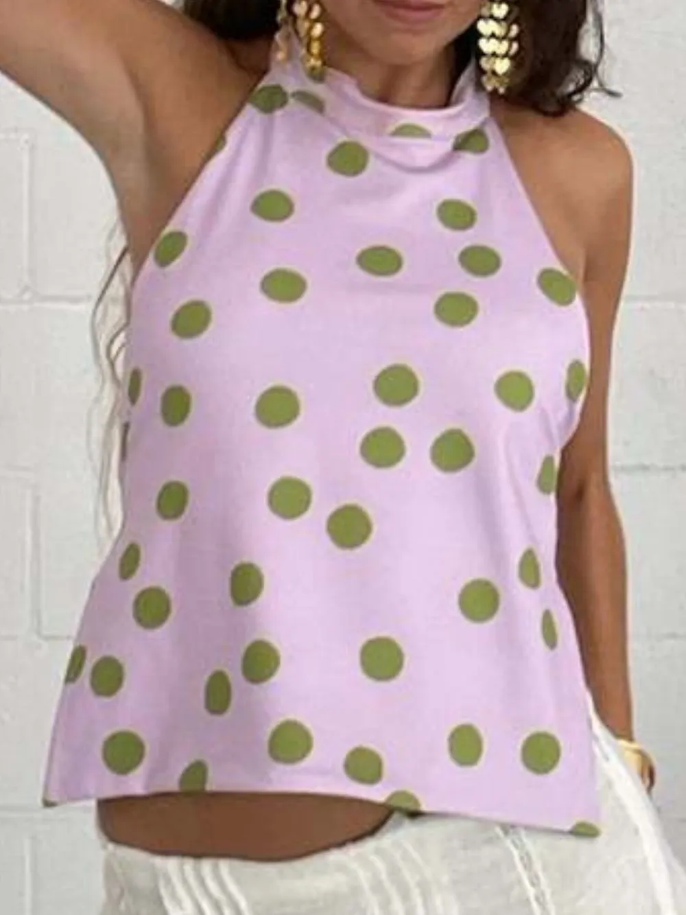 Backless Printed Halter Neck Tank, image 22