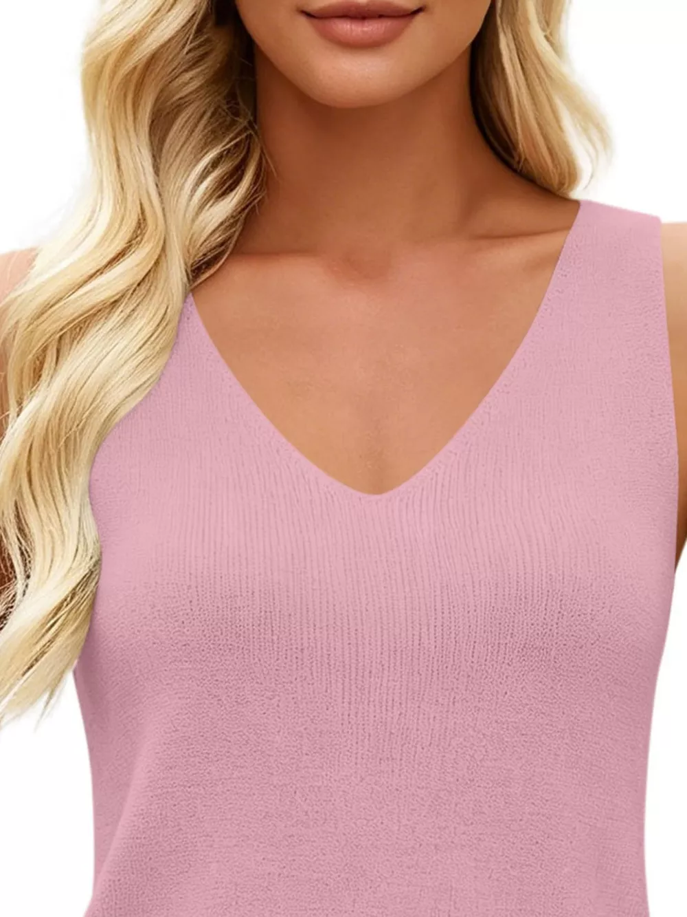 V-Neck Ribbed Knit Tank Top, image 14