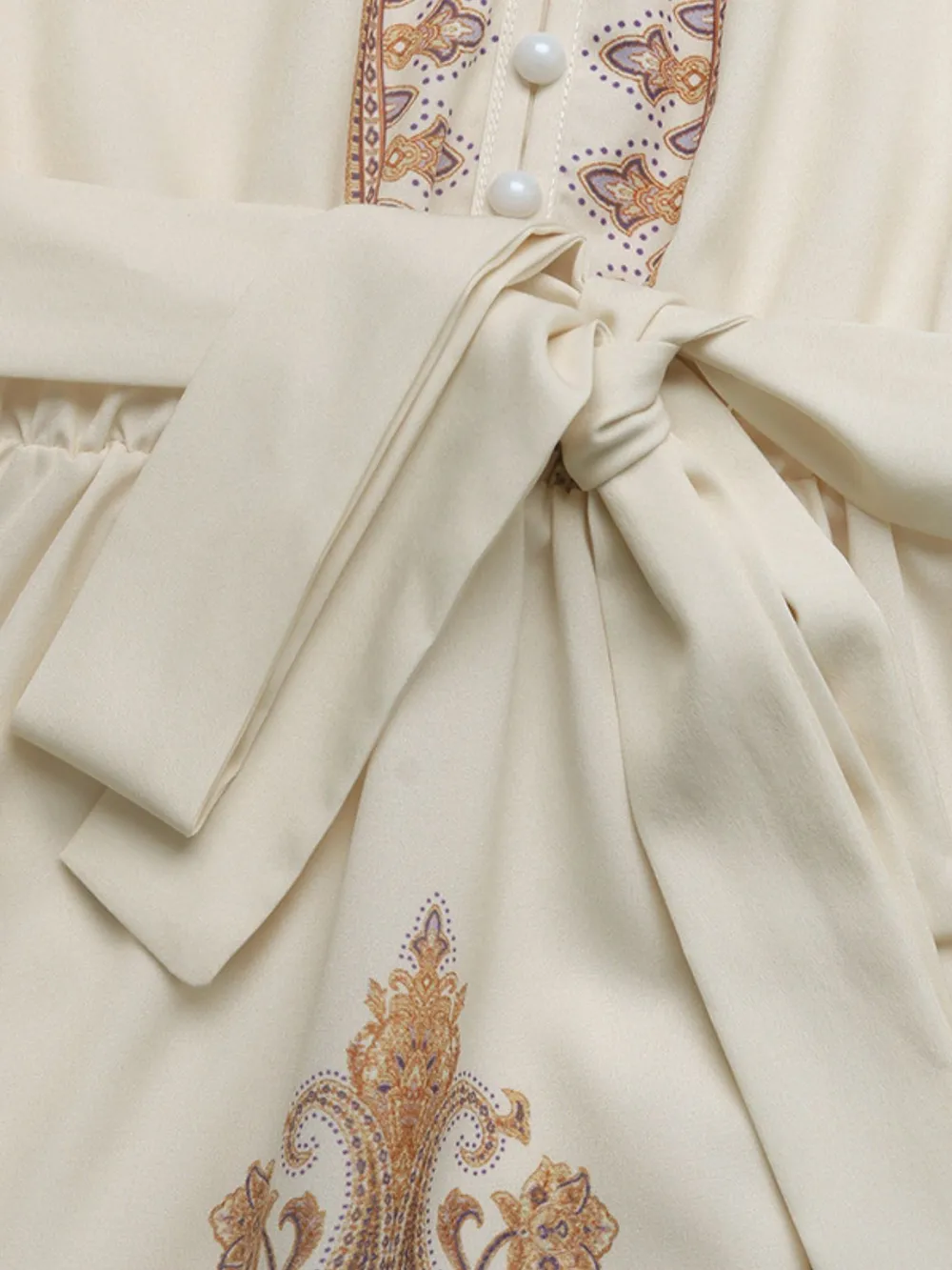 Printed Tie Waist Long Sleeve Dress, image 11