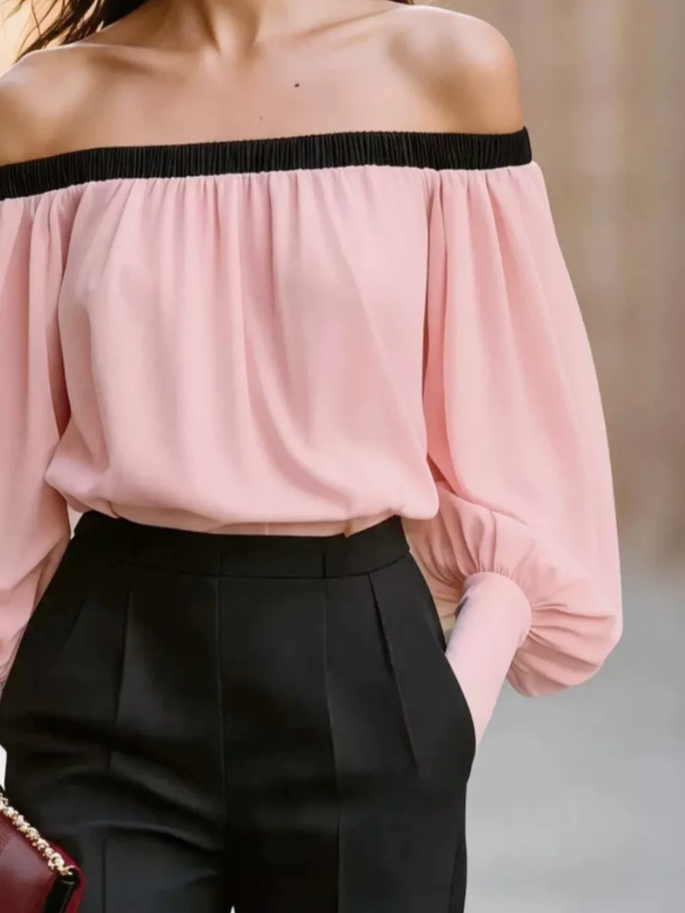 Off-Shoulder Lantern Sleeve Blouse, image 8