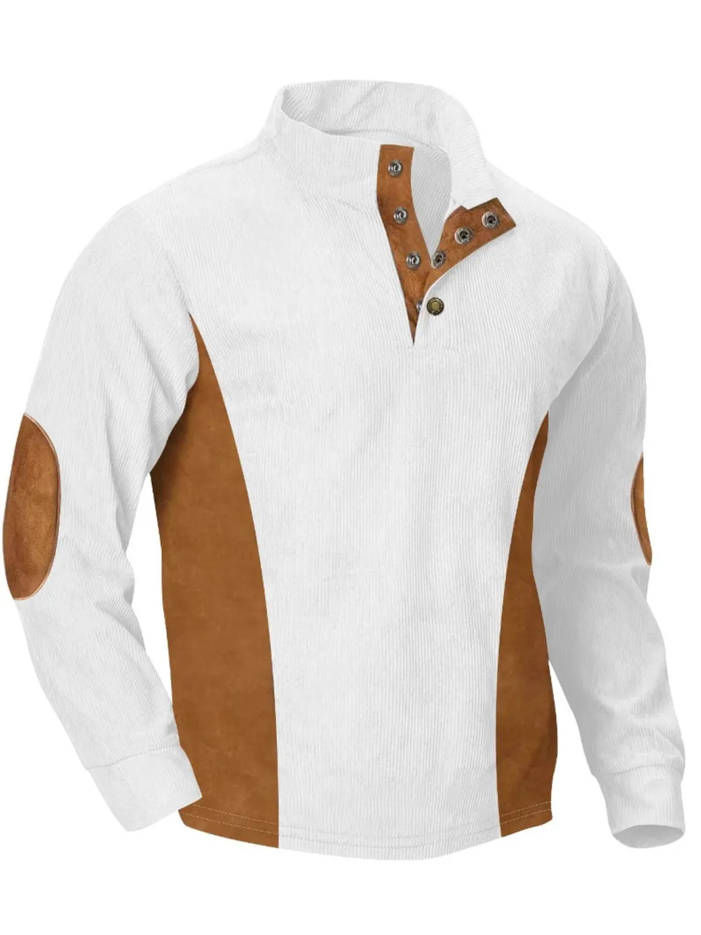 Men's Full Size Contrast Quarter Snap Long Sleeve Top Plus Size, image 5