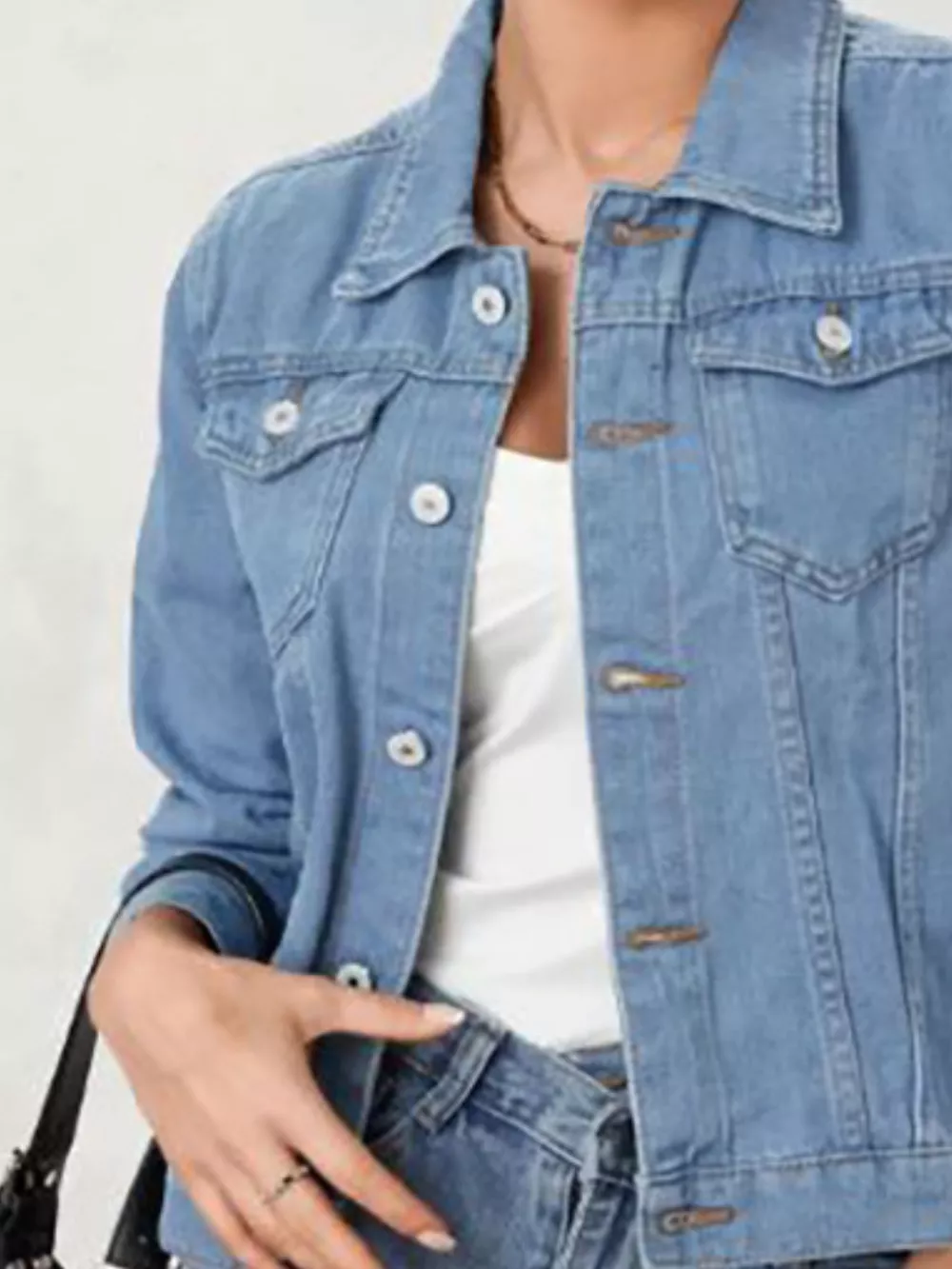 Button Up Long Sleeve Denim Jacket, image 12