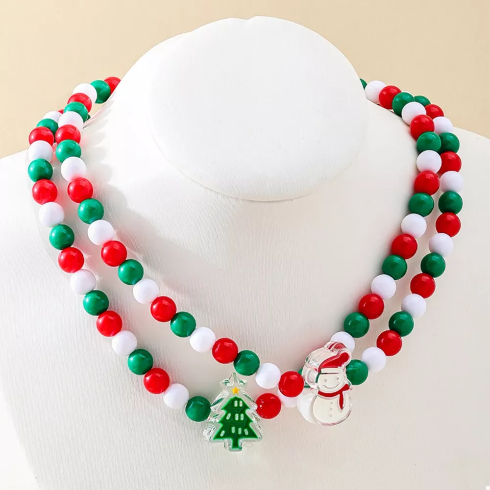 2 Piece Christmas Beaded Necklace with Holiday Charms, image 3