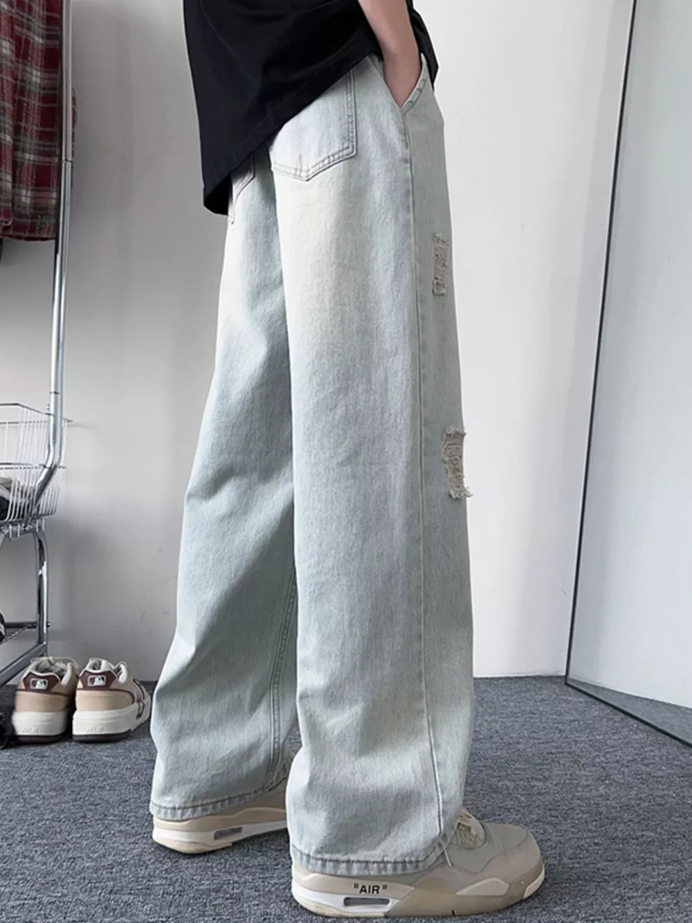 Men's Full Size Distressed Wide Leg Jeans Plus Size, image 7