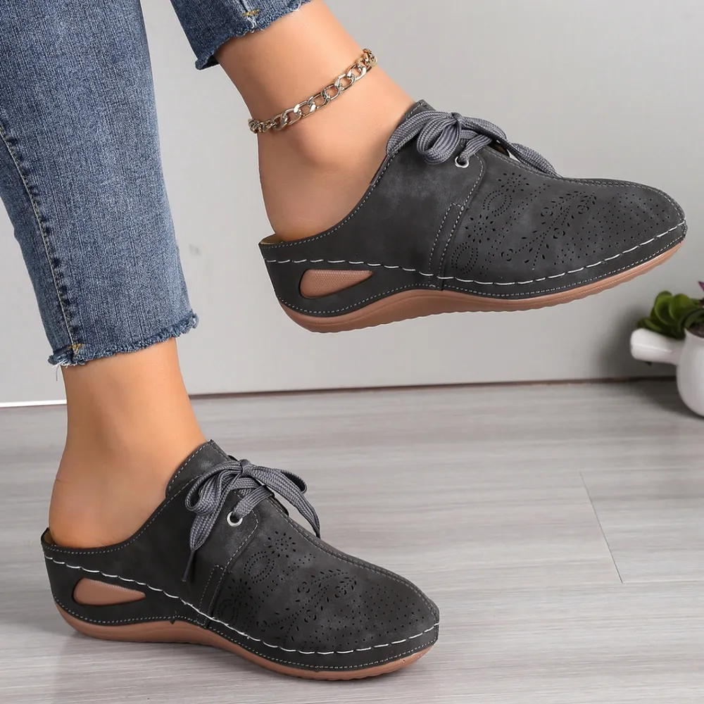 Lace-Up Round Toe Wedge Sandals, image 15