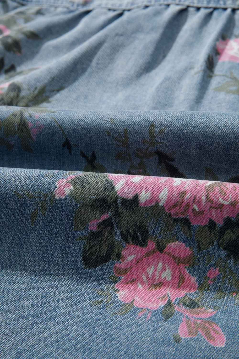 Floral Print Button Up Denim Shirt, image 6