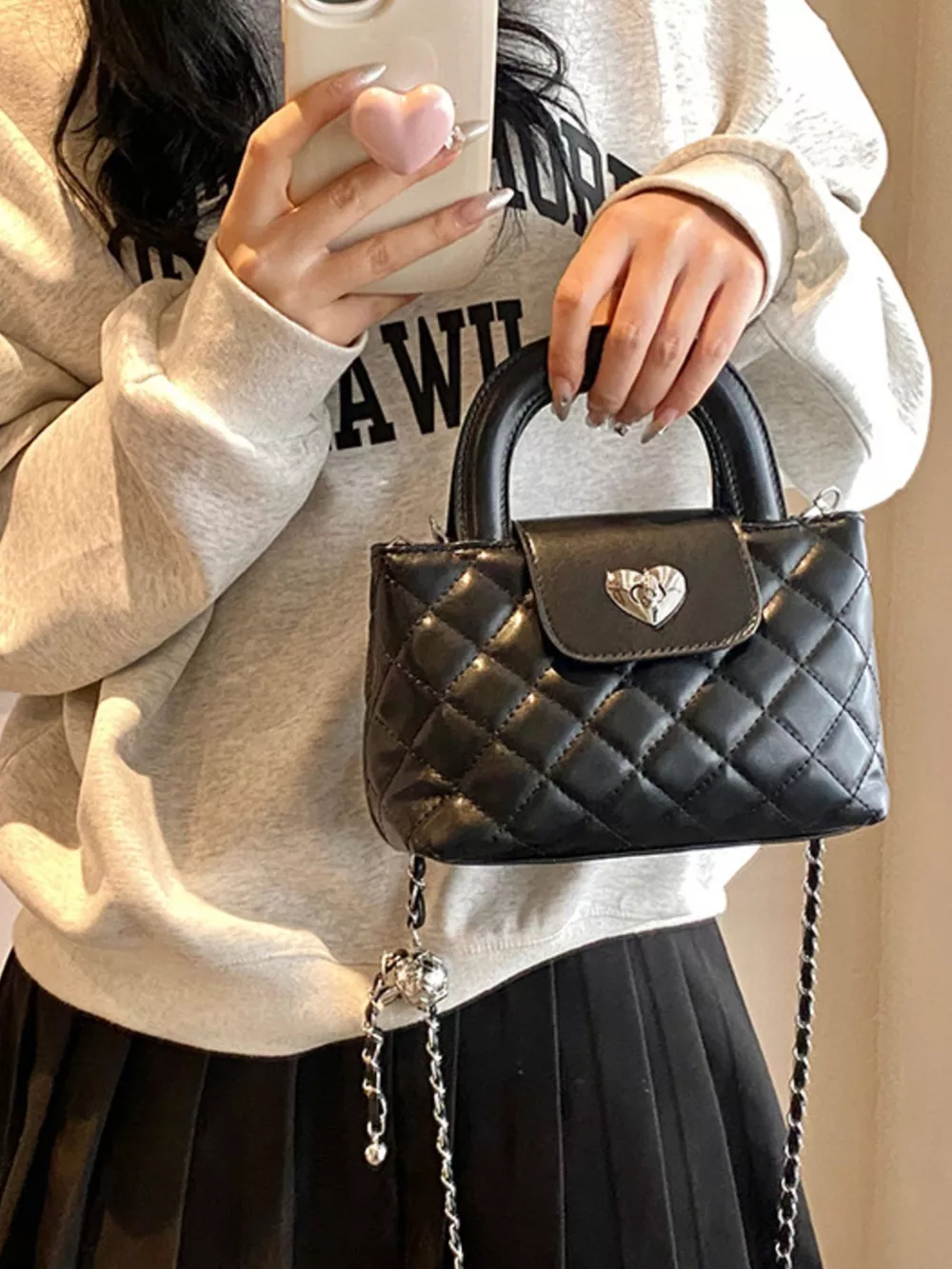 Quilted Heart Lock Crossbody Bag, image 6