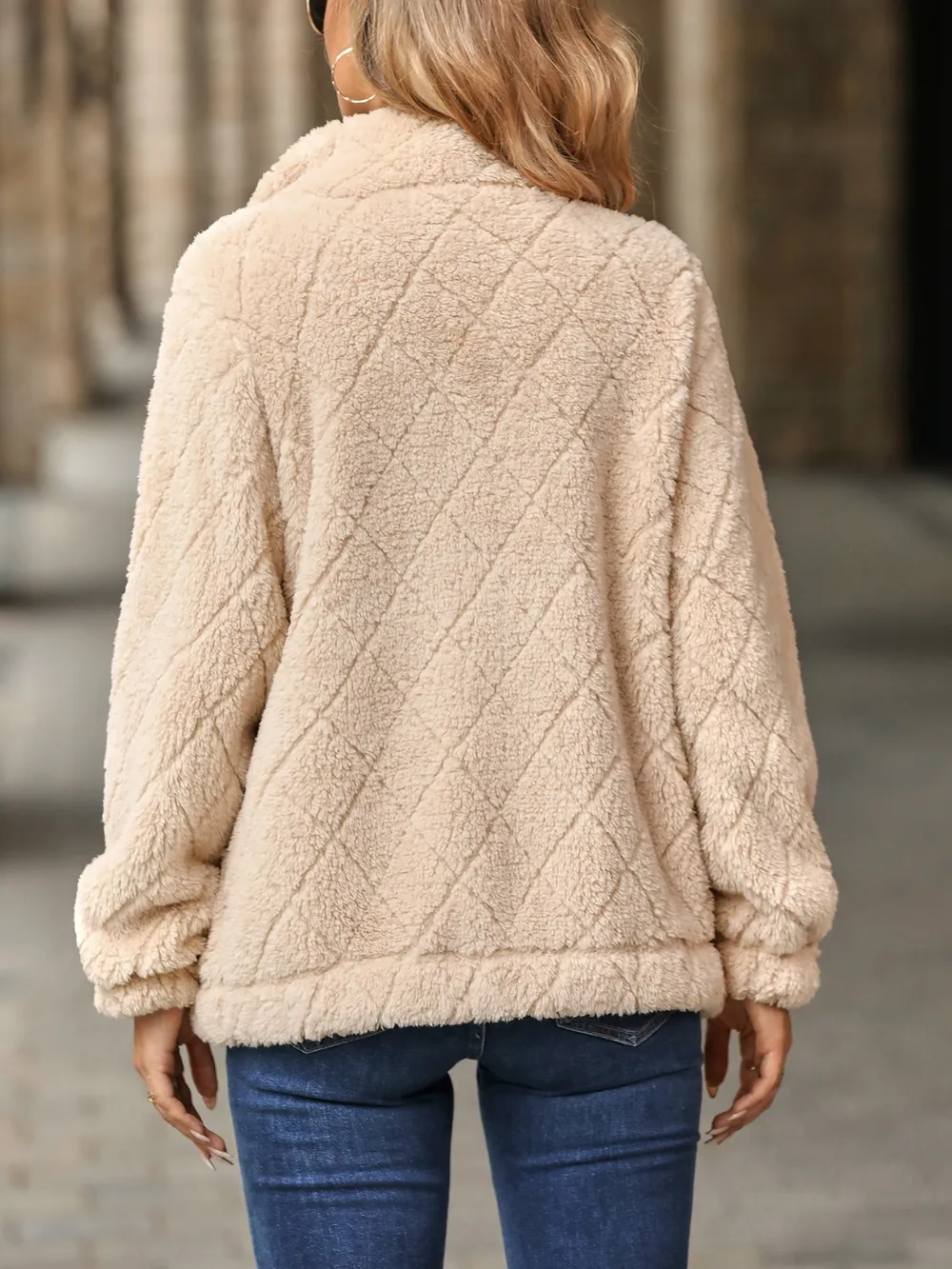 Fuzzy Pocketed Zip Up Jacket, image 8