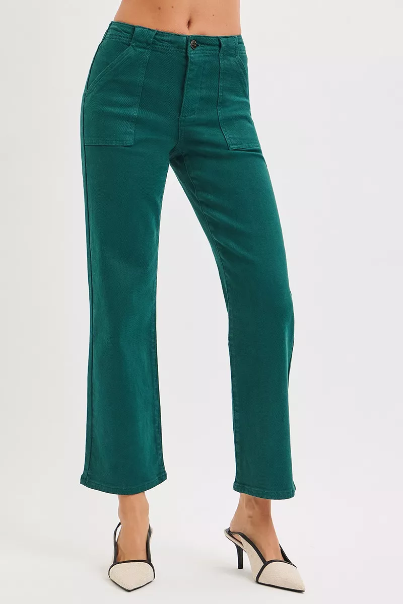 High Rise Ankle Flare Patch Pocket Jeans, image 6