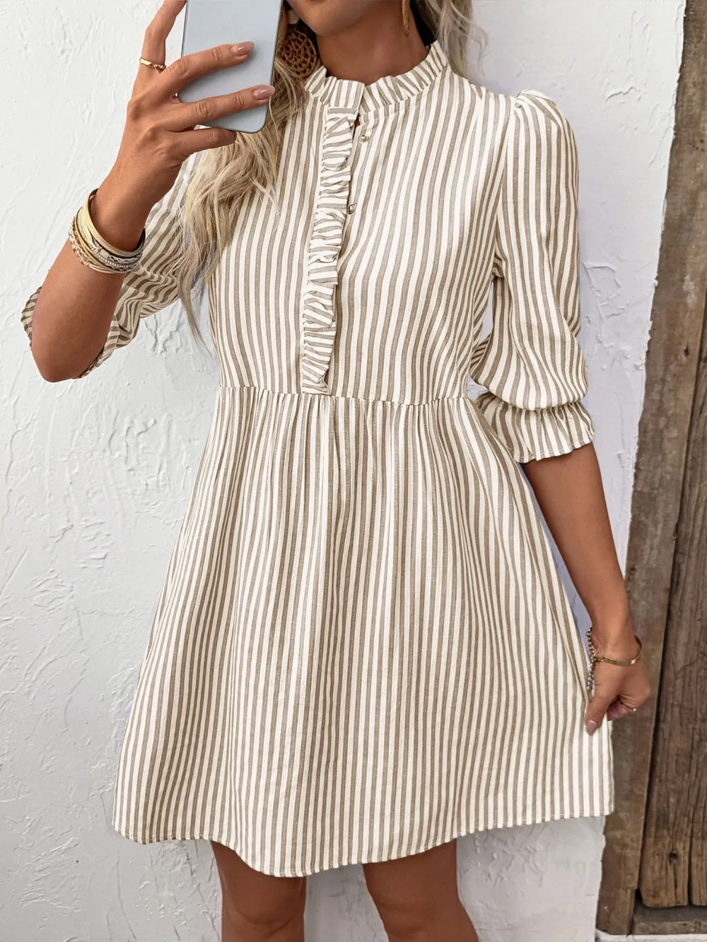 Striped Half Sleeve Dress, image 6