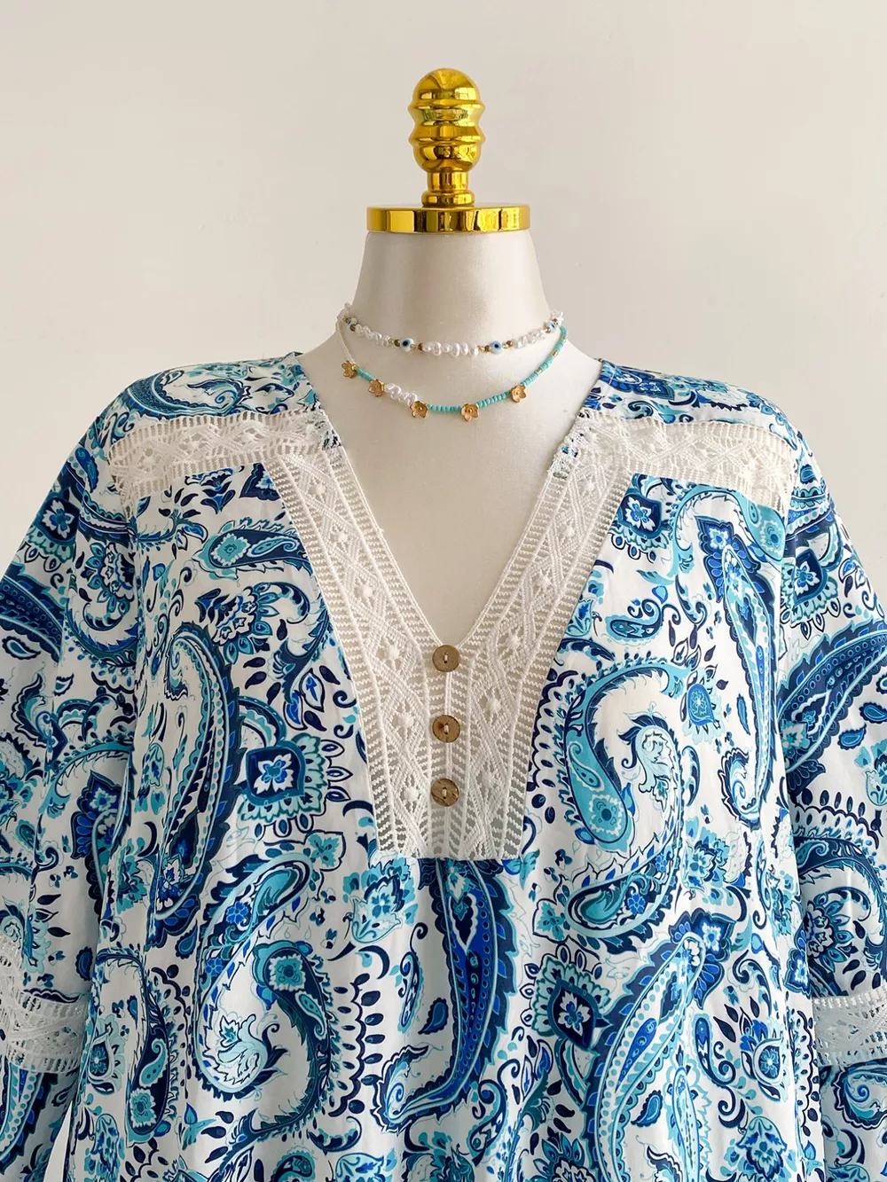 Plus Size Bohemian Paisley Print V-Neck Dress, image 4