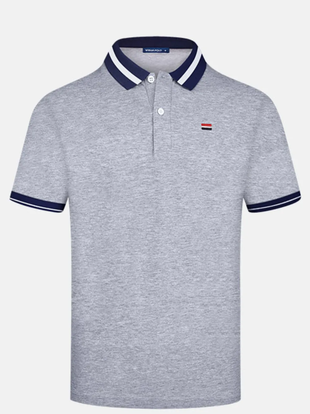 Men's Plus Size Striped Collar Short Sleeve Polo