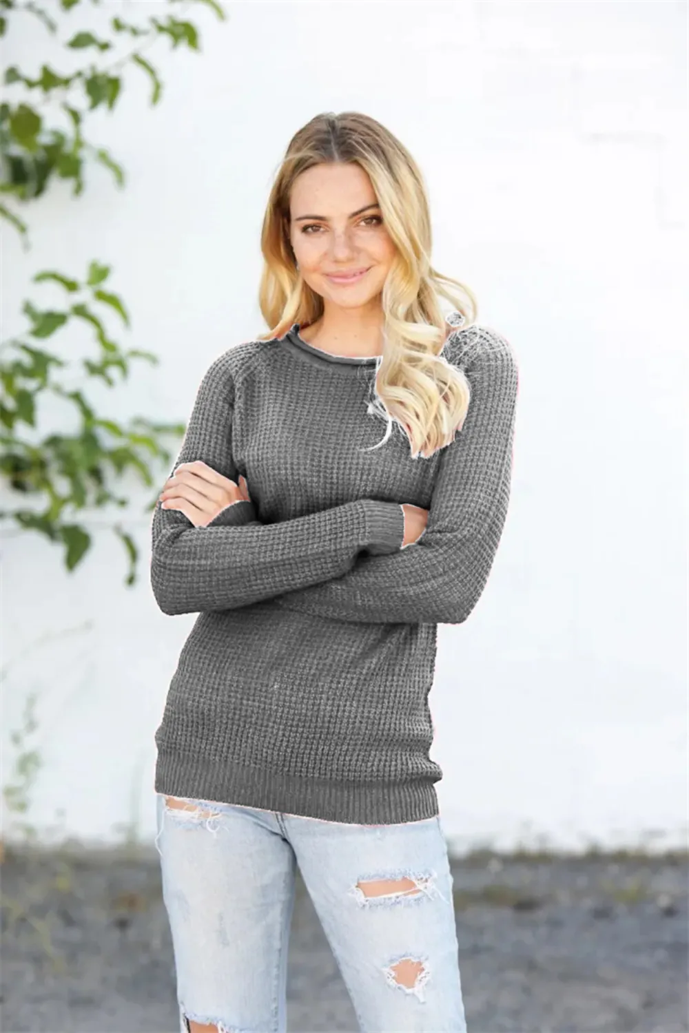 Round Neck Raglan Sleeve Sweater, image 8