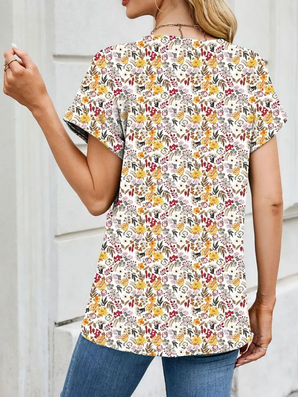 Printed Round Neck Short Sleeve Top, image 29