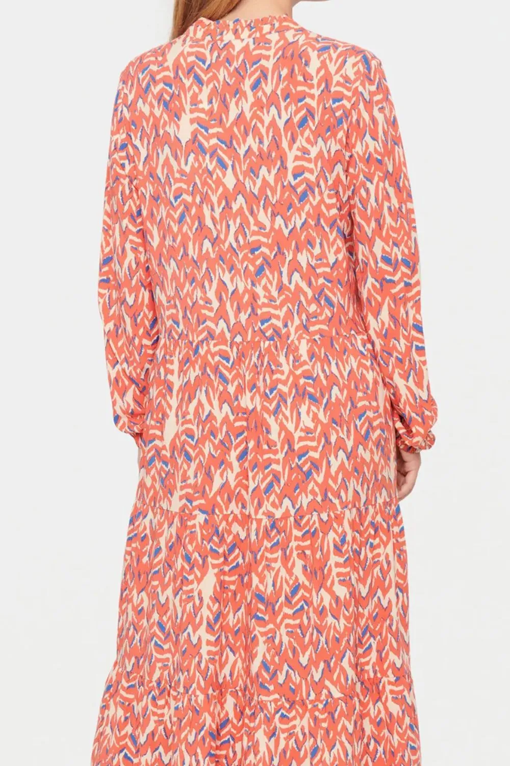 Plus Size Printed Notched Long Sleeve Dress, image 2
