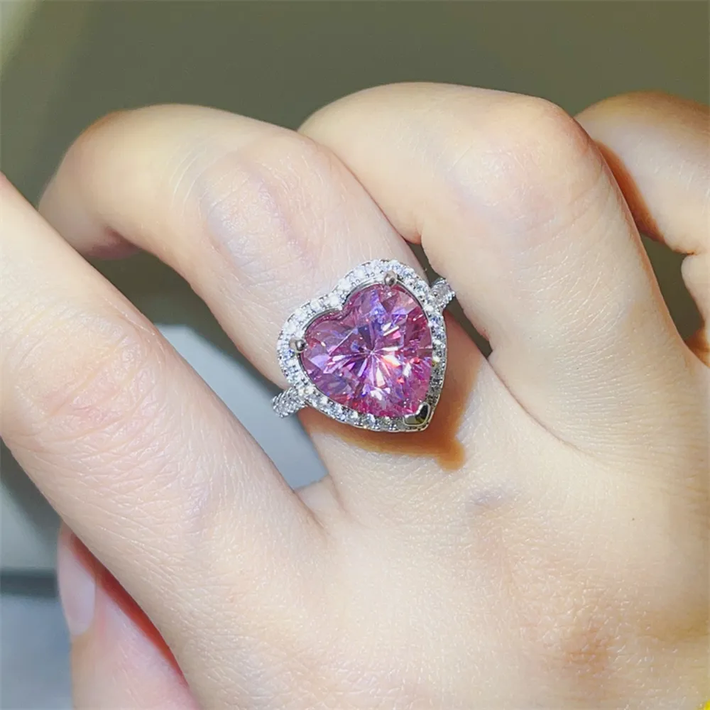5 Carat Moissanite 925 Sterling Silver Heart Ring, image 2