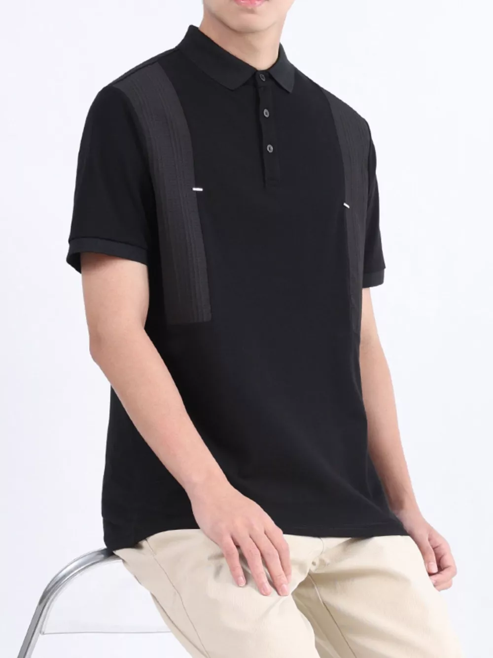 Men's Plus Size Button Detail Short Sleeve Polo, image 2
