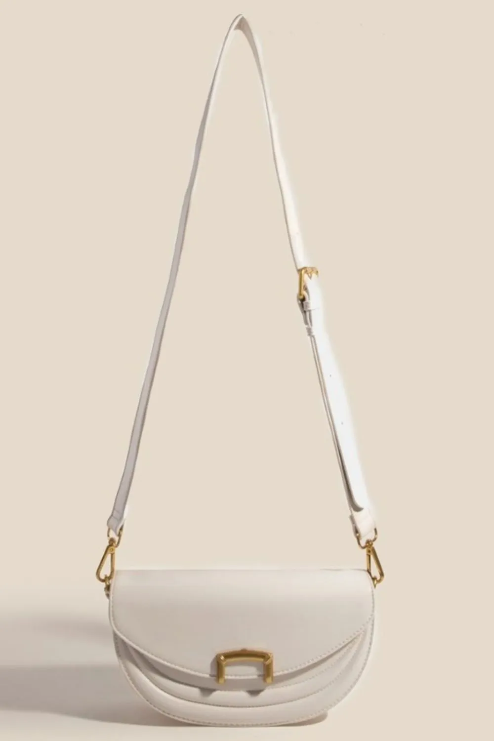 Fame Buckle Closure Crescent Faux Leather Crossbody Bag, image 6