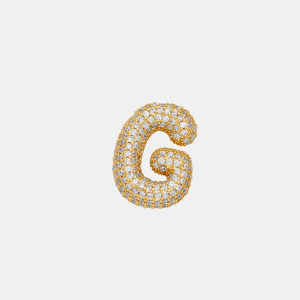 Inlaid Zircon Bubble Initial Necklace, image 9