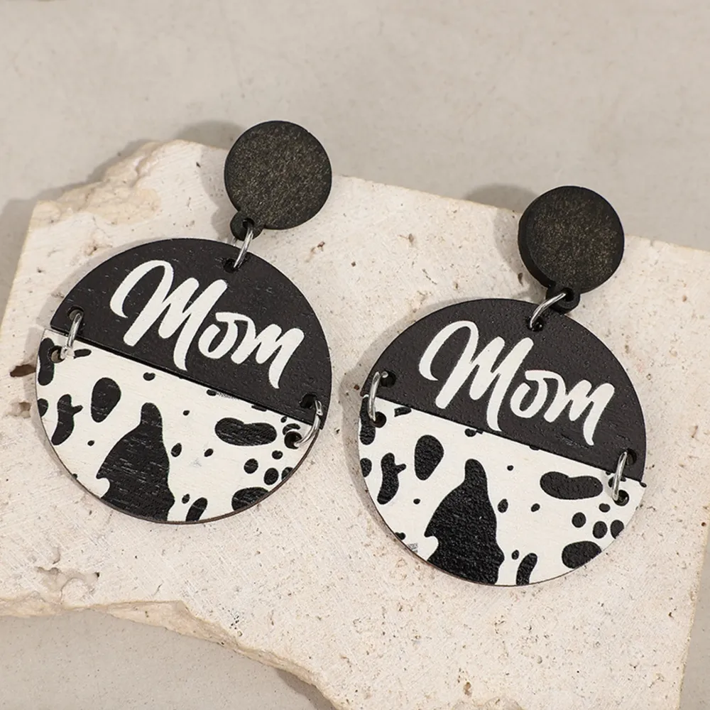 Alloy Wooden Dangle Earrings, image 2