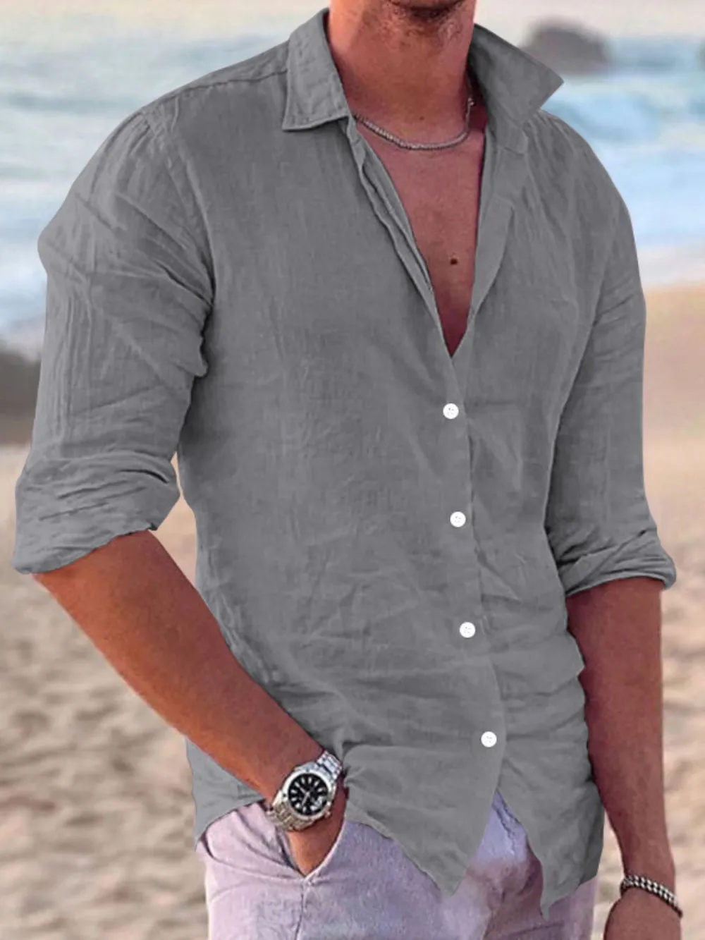 Men's Full Size Button Up Long Sleeve Shirt Plus Size, image 7