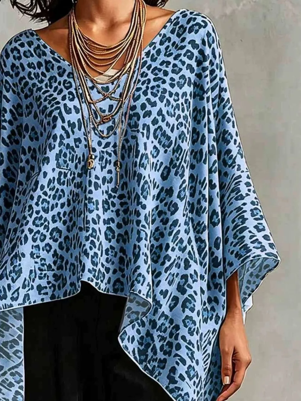 Full Size Leopard Print Asymmetrical Hem Top Plus Size, image 4