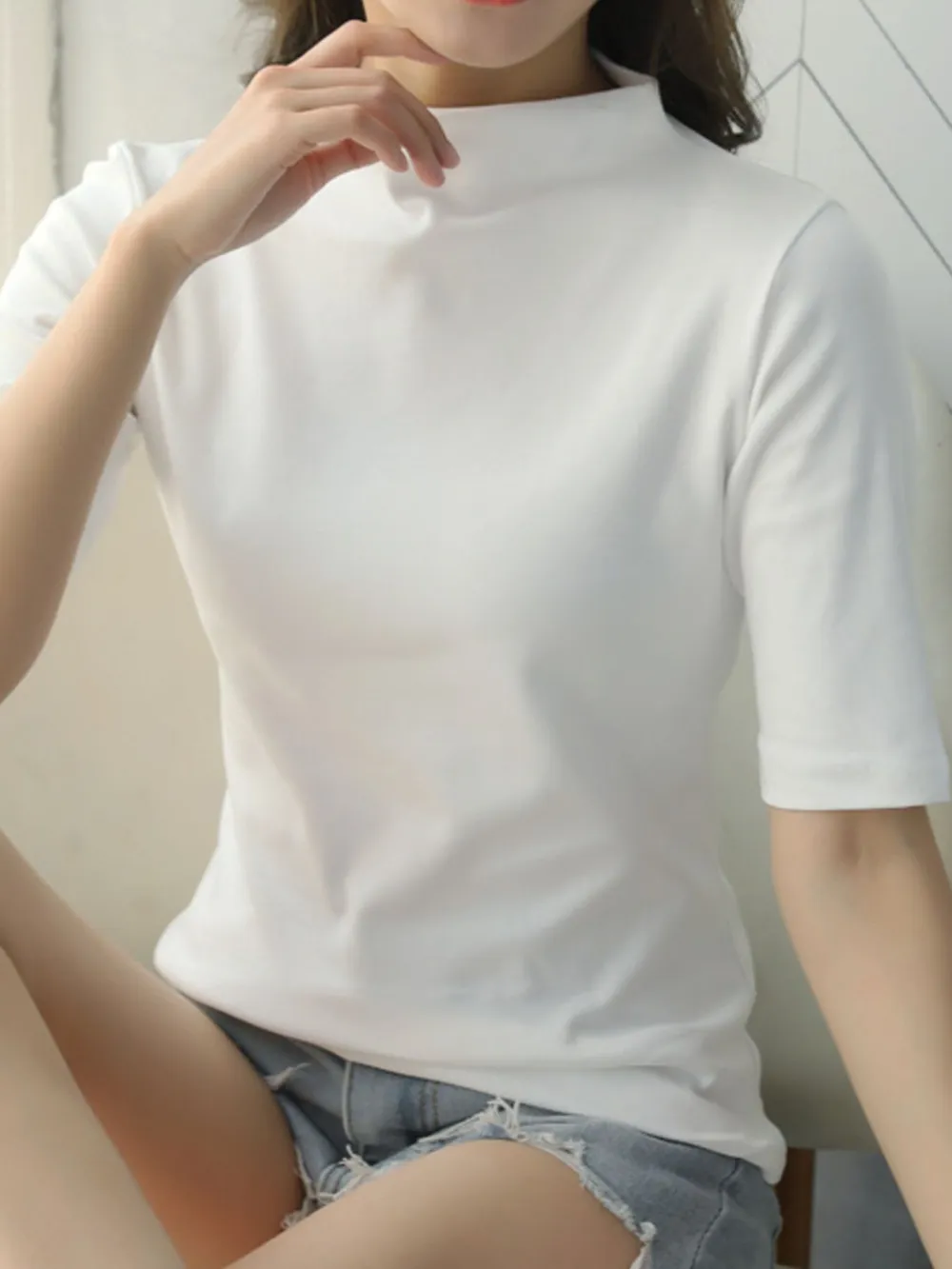 Solid Color Short Sleeve T-Shirt, image 6