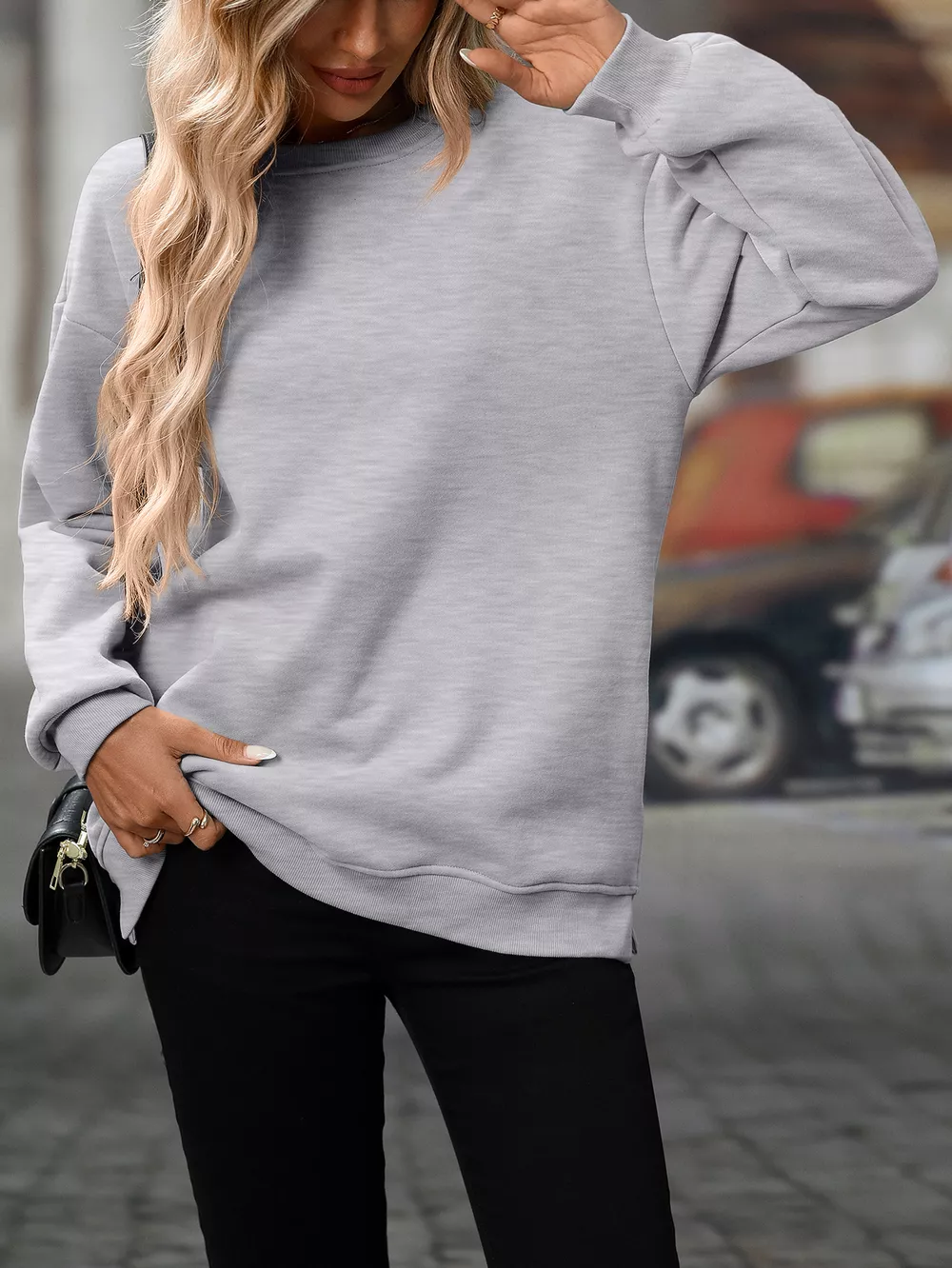 Casual Solid Color Long Sleeve Sweatshirt, image 19