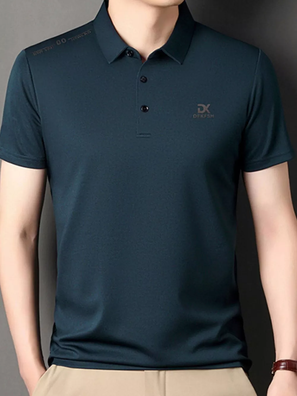 Men's Plus Size Button Detail Short Sleeve Polo, image 7