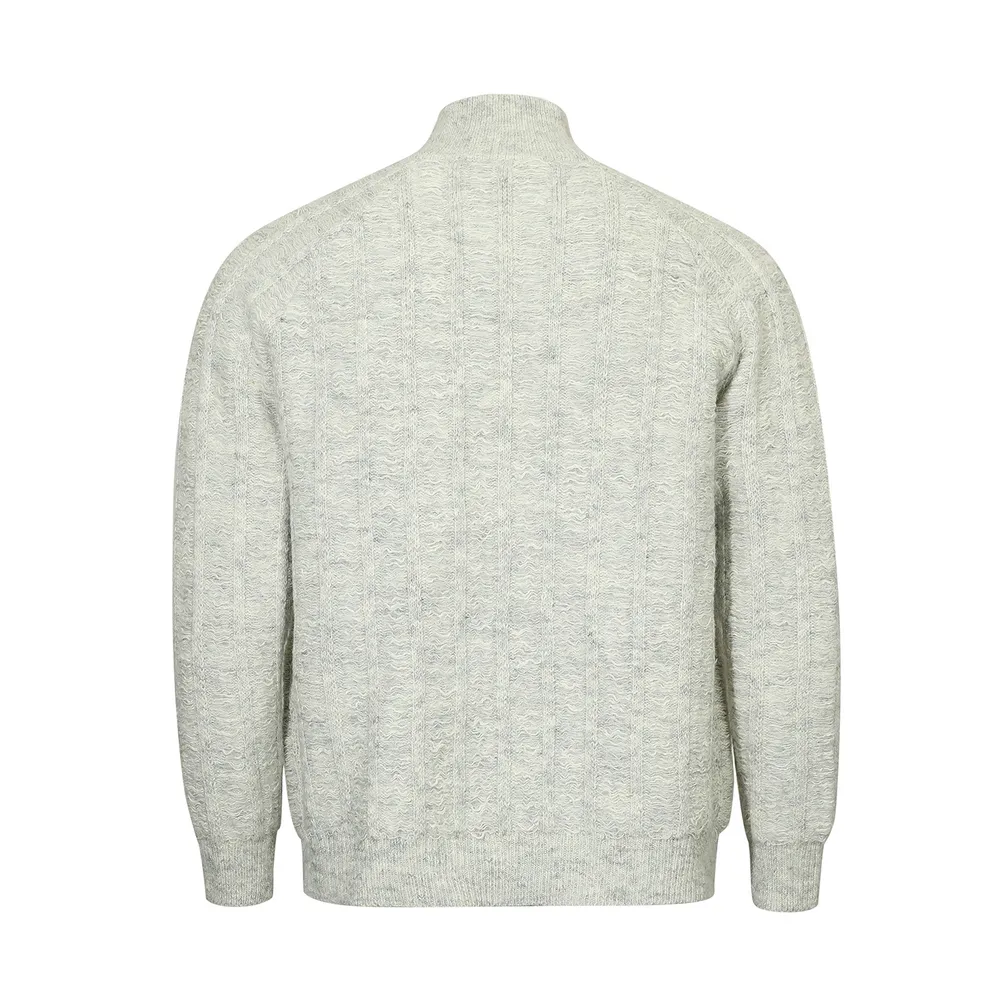 Men's Cable Knit Zip-Up Mock Neck Cardigan, image 4